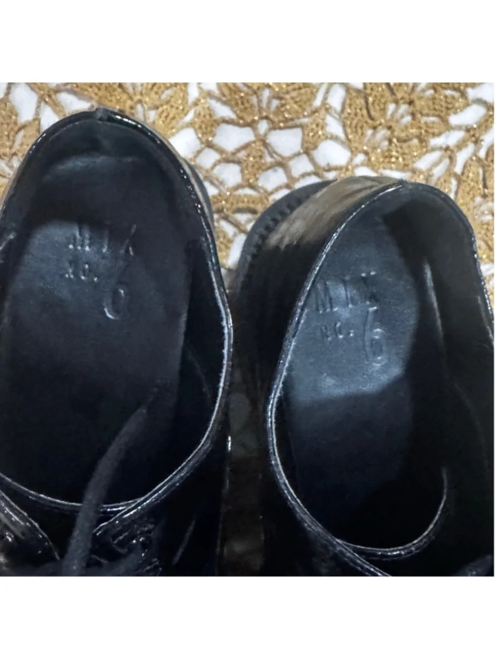 Women's MIX NO. 6 Black Patent Leather Platform Oxfords Size 6